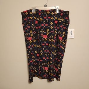 NWT LuLaRoe 3XL Cassie Skirt Pencil Skirt Black Geometric Print
